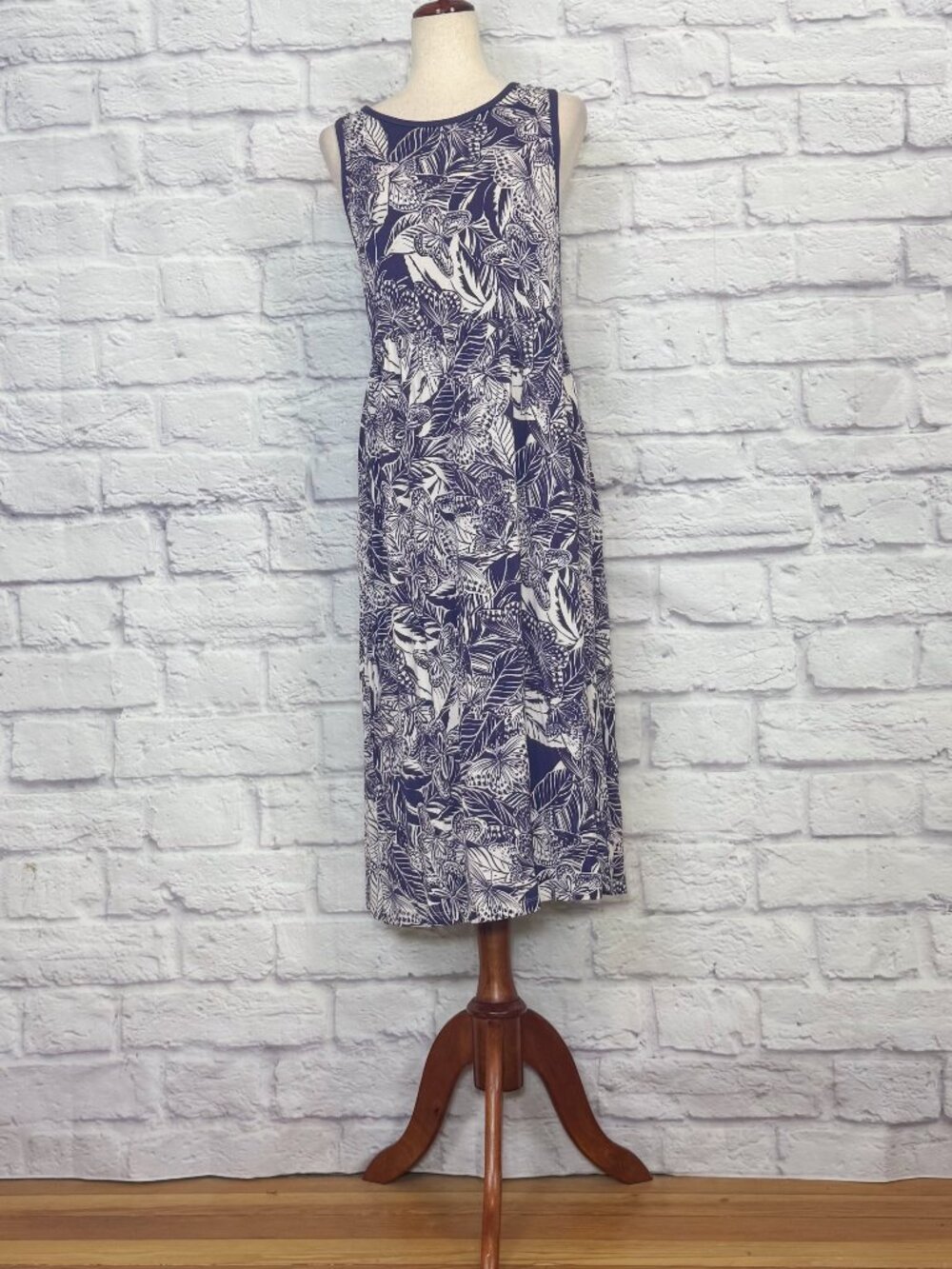 Johnny Was Purple Tropical Floral Butterfly Print Tank Dress